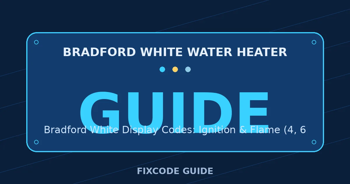 Bradford White Water Heater display showing GUIDE — FixCode Guide error code graphic
