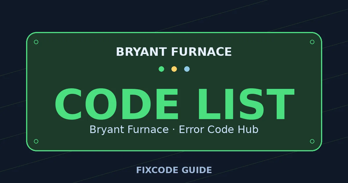 Bryant Furnace display showing CODE LIST — FixCode Guide error code graphic