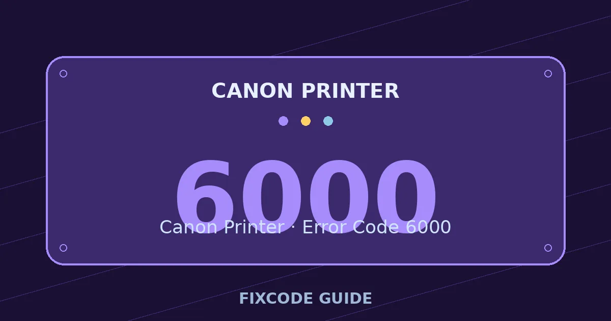 Canon Printer display showing 6000 — FixCode Guide error code graphic