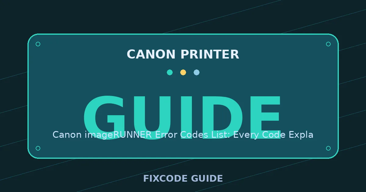 Canon Printer display showing GUIDE — FixCode Guide error code graphic