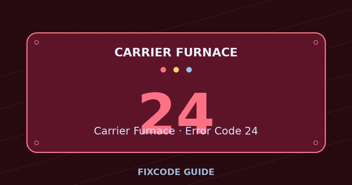 Carrier Furnace display showing 24 — FixCode Guide error code graphic