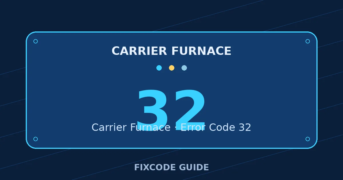 Carrier Furnace display showing 32 — FixCode Guide error code graphic