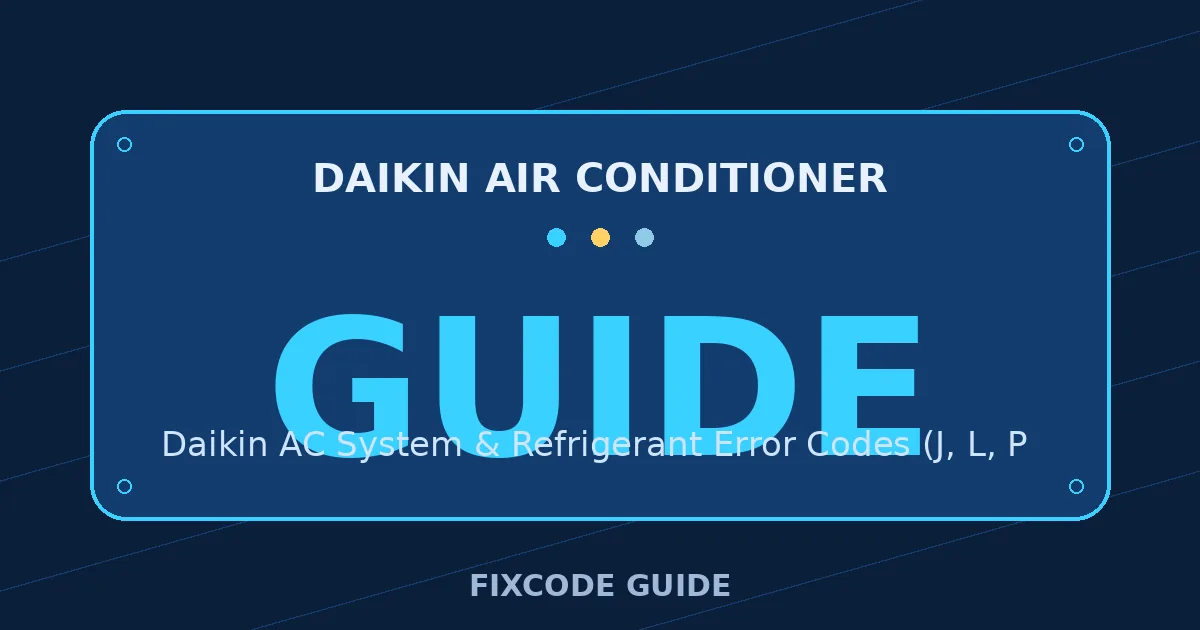 Daikin Air Conditioner display showing GUIDE — FixCode Guide error code graphic