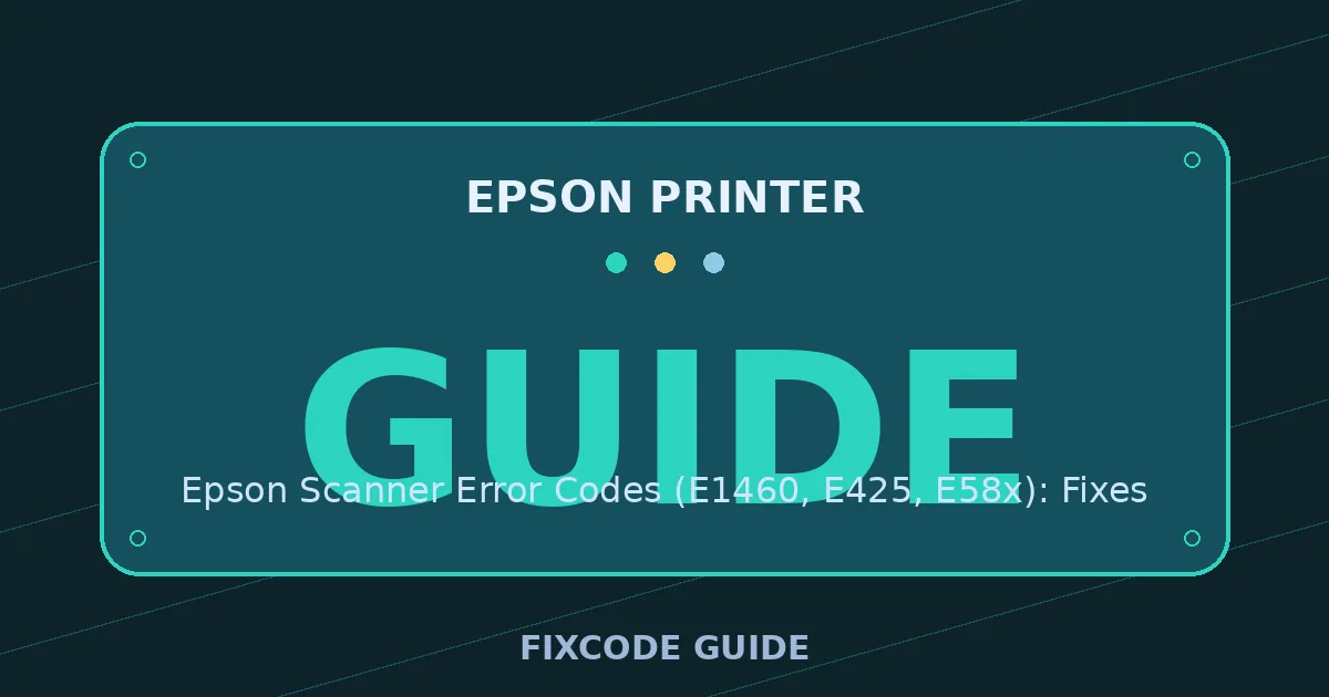Epson Printer display showing GUIDE — FixCode Guide error code graphic