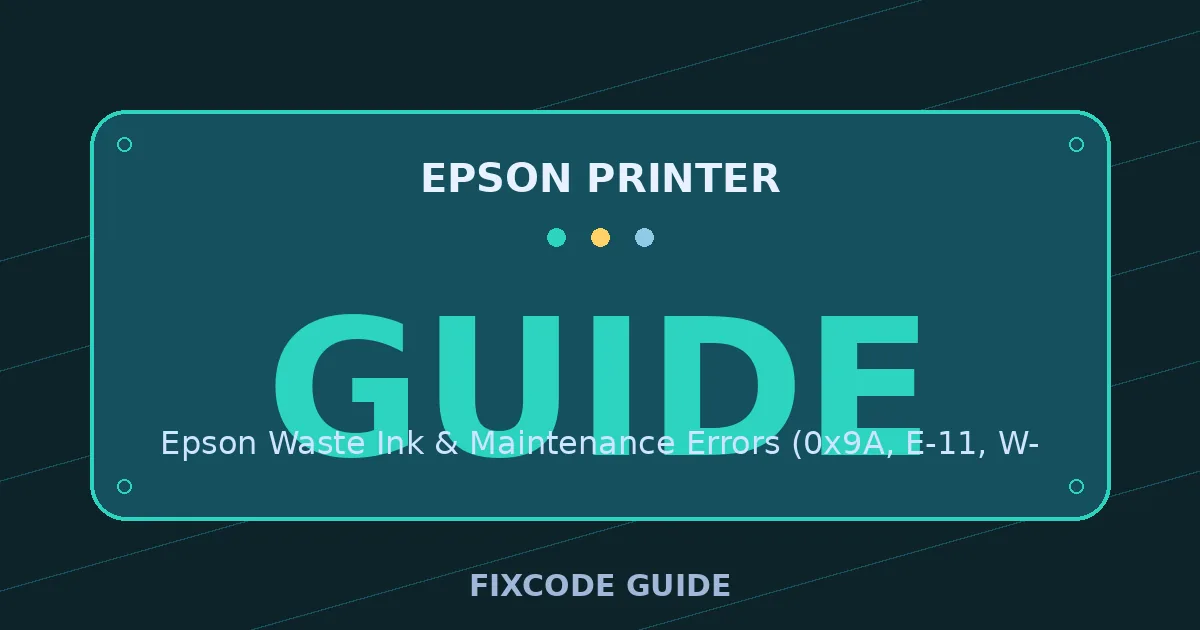 Epson Printer display showing GUIDE — FixCode Guide error code graphic