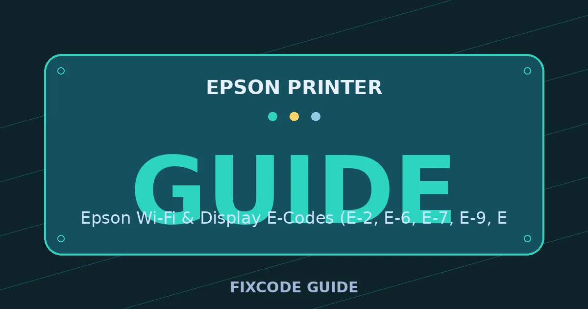 Epson Printer display showing GUIDE — FixCode Guide error code graphic