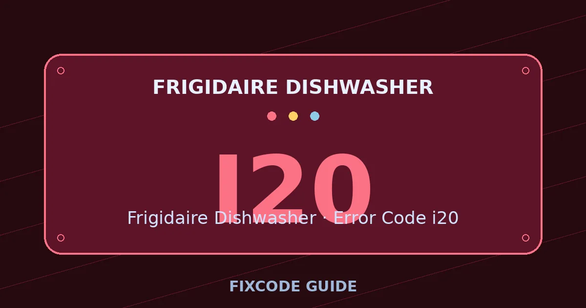 Frigidaire Dishwasher display showing i20 — FixCode Guide error code graphic