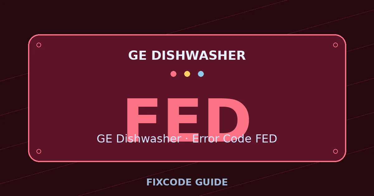 GE Dishwasher display showing FED — FixCode Guide error code graphic
