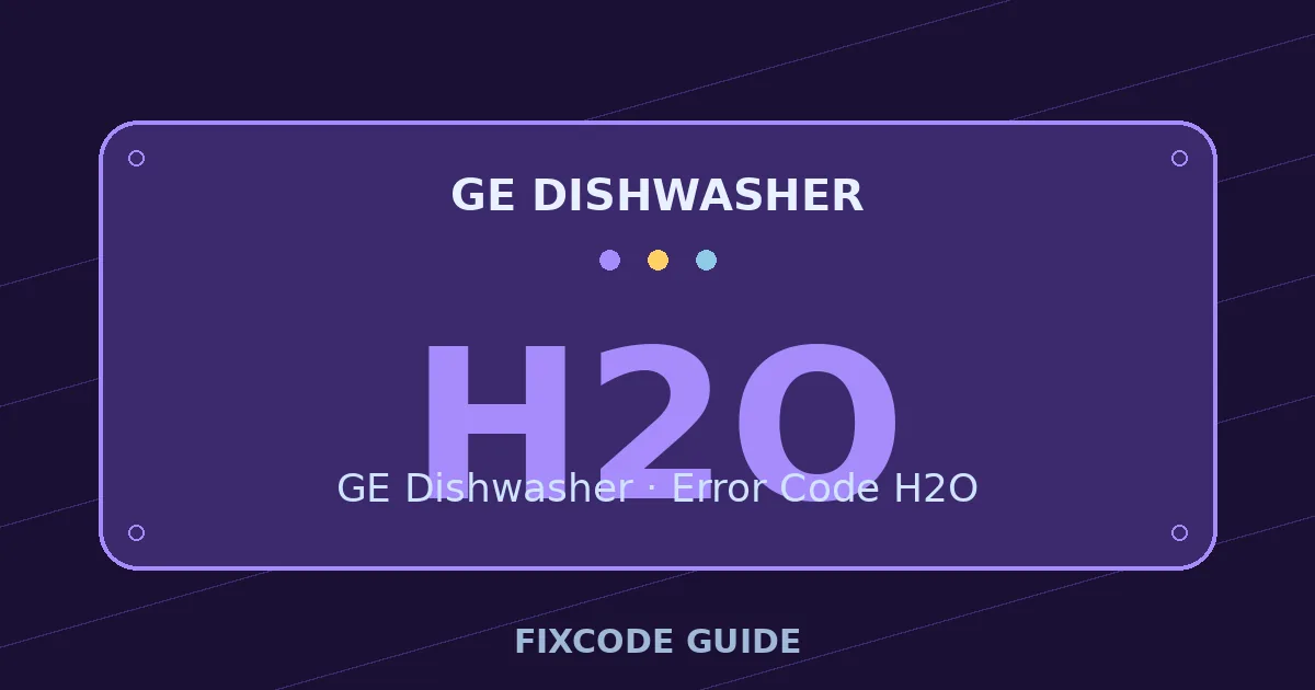 GE Dishwasher display showing H2O — FixCode Guide error code graphic