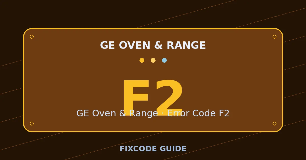 GE Oven & Range display showing F2 — FixCode Guide error code graphic