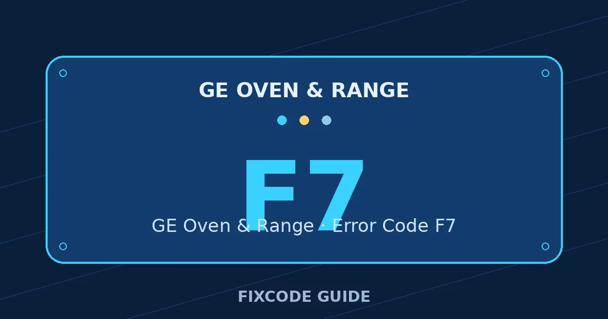 GE Oven & Range display showing F7 — FixCode Guide error code graphic