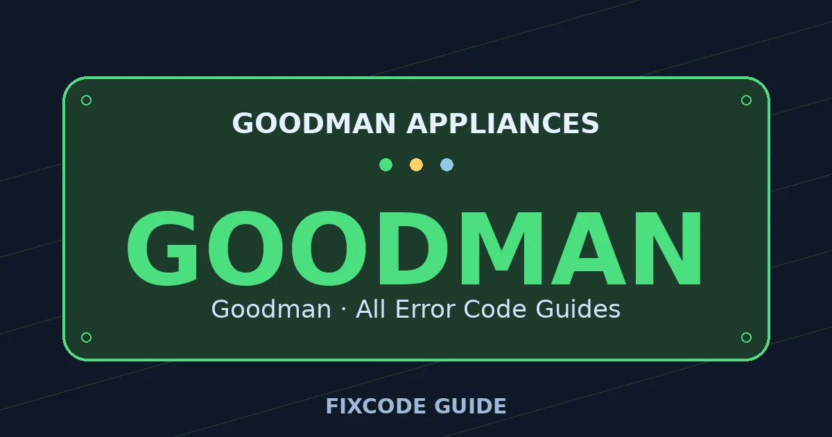 Goodman appliances display showing GOODMAN — FixCode Guide error code graphic