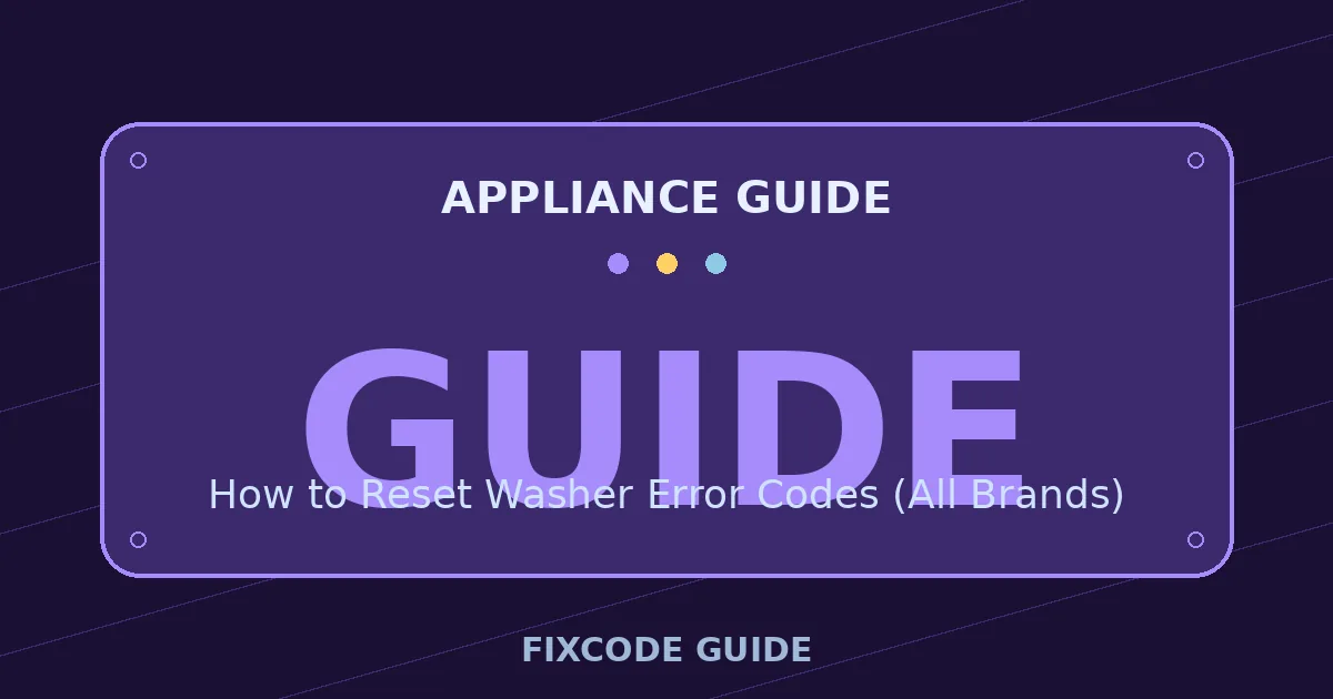 Appliance guide display showing GUIDE — FixCode Guide error code graphic