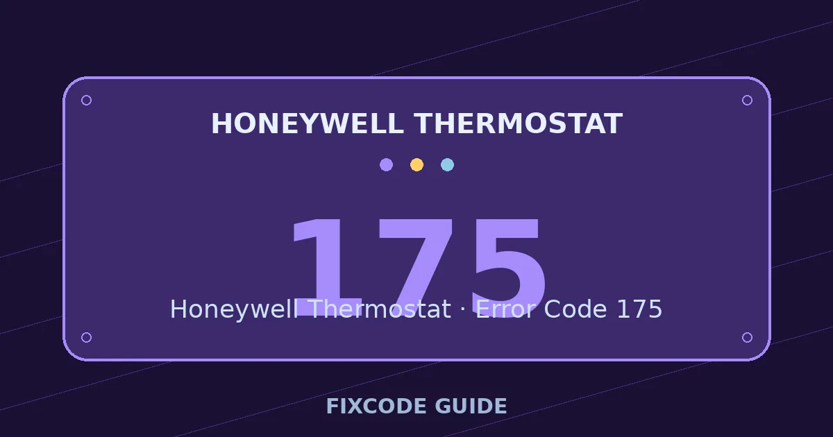 Honeywell Thermostat display showing 175 — FixCode Guide error code graphic