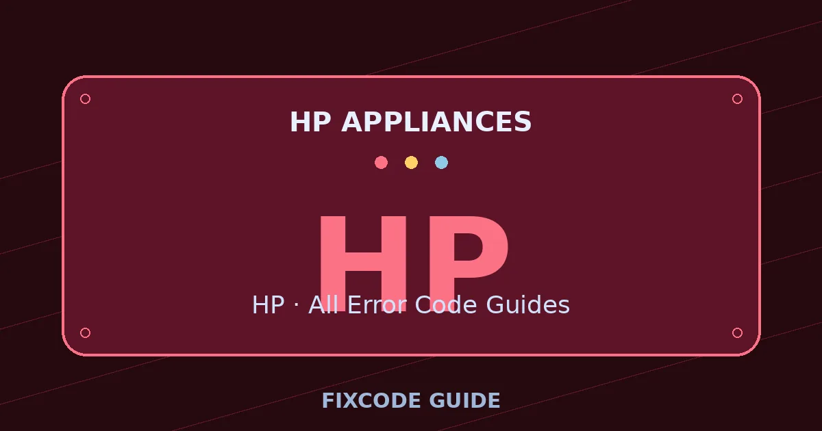 HP appliances display showing HP — FixCode Guide error code graphic