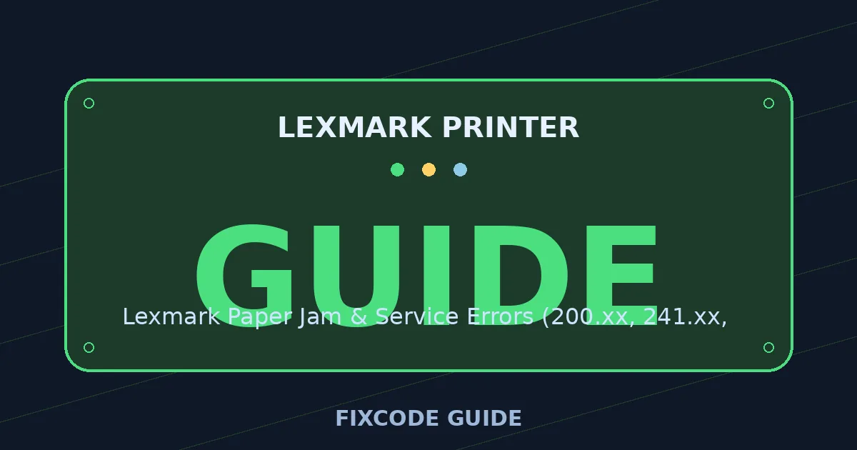 Lexmark Printer display showing GUIDE — FixCode Guide error code graphic