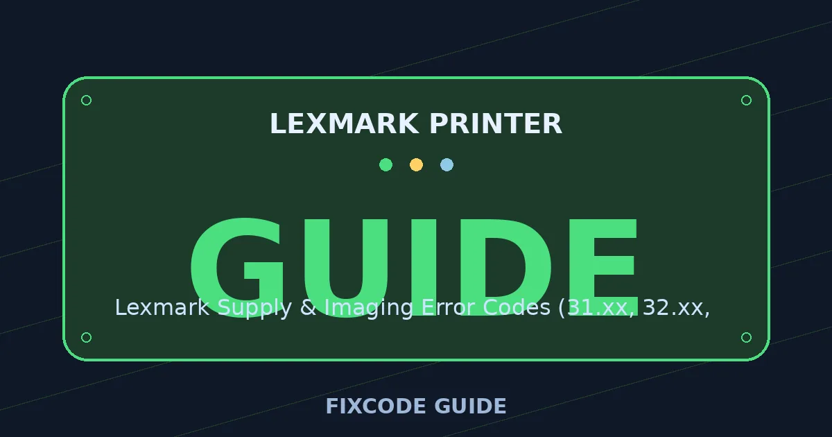 Lexmark Printer display showing GUIDE — FixCode Guide error code graphic