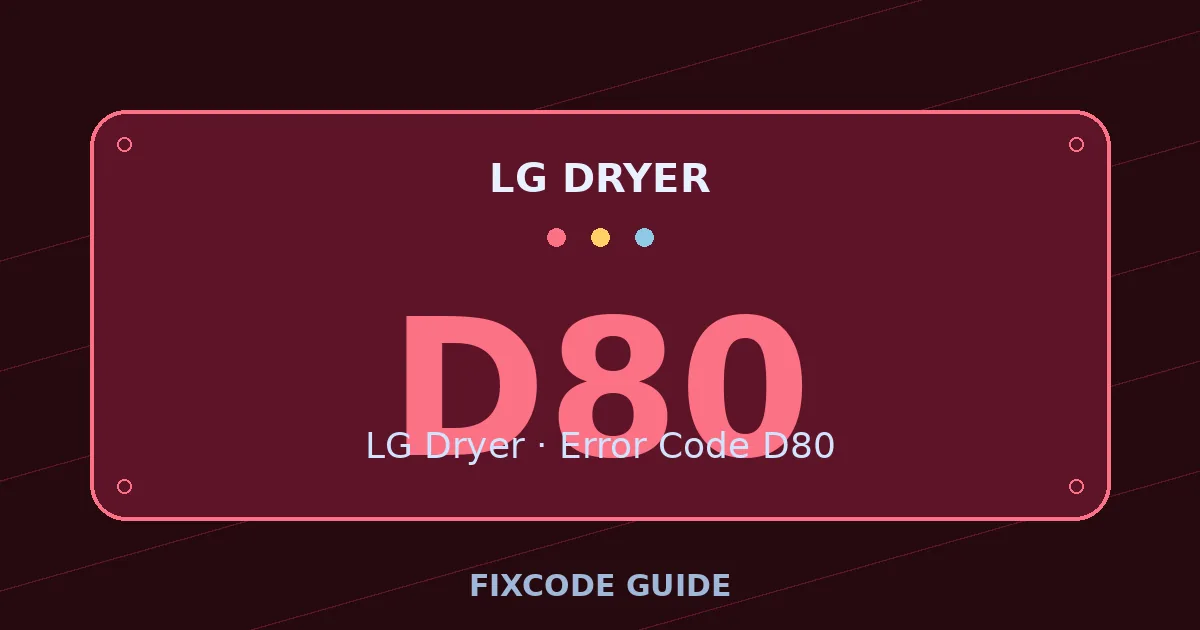 LG Dryer display showing D80 — FixCode Guide error code graphic