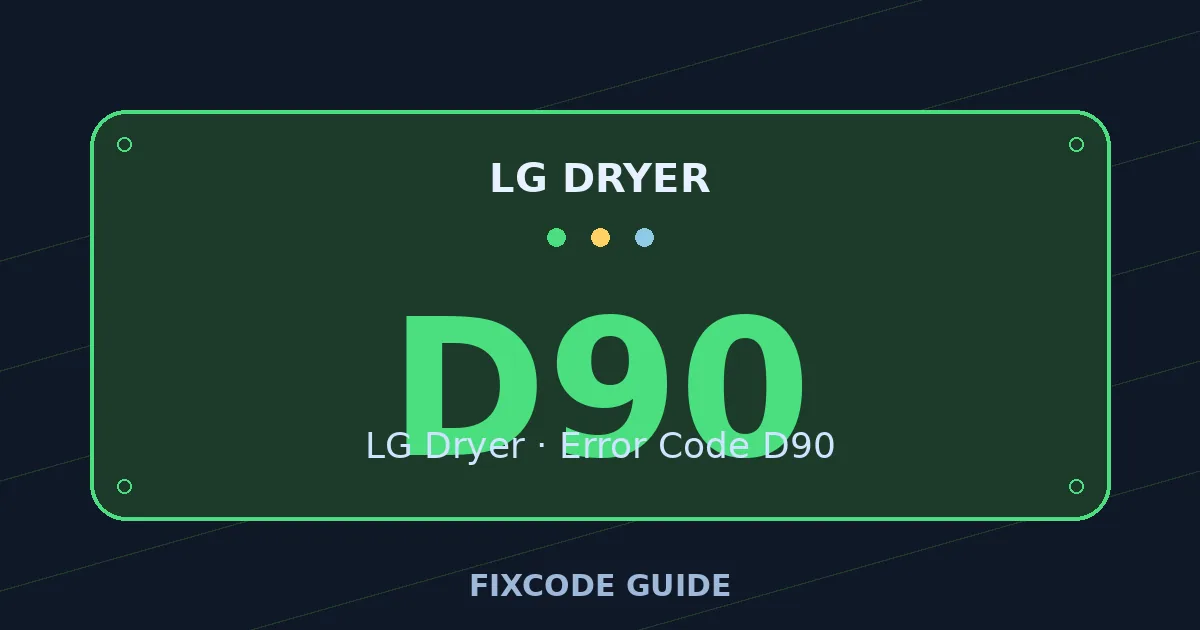 LG Dryer display showing D90 — FixCode Guide error code graphic