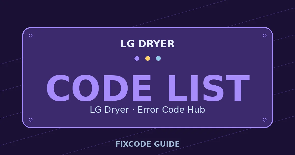 LG Dryer display showing CODE LIST — FixCode Guide error code graphic