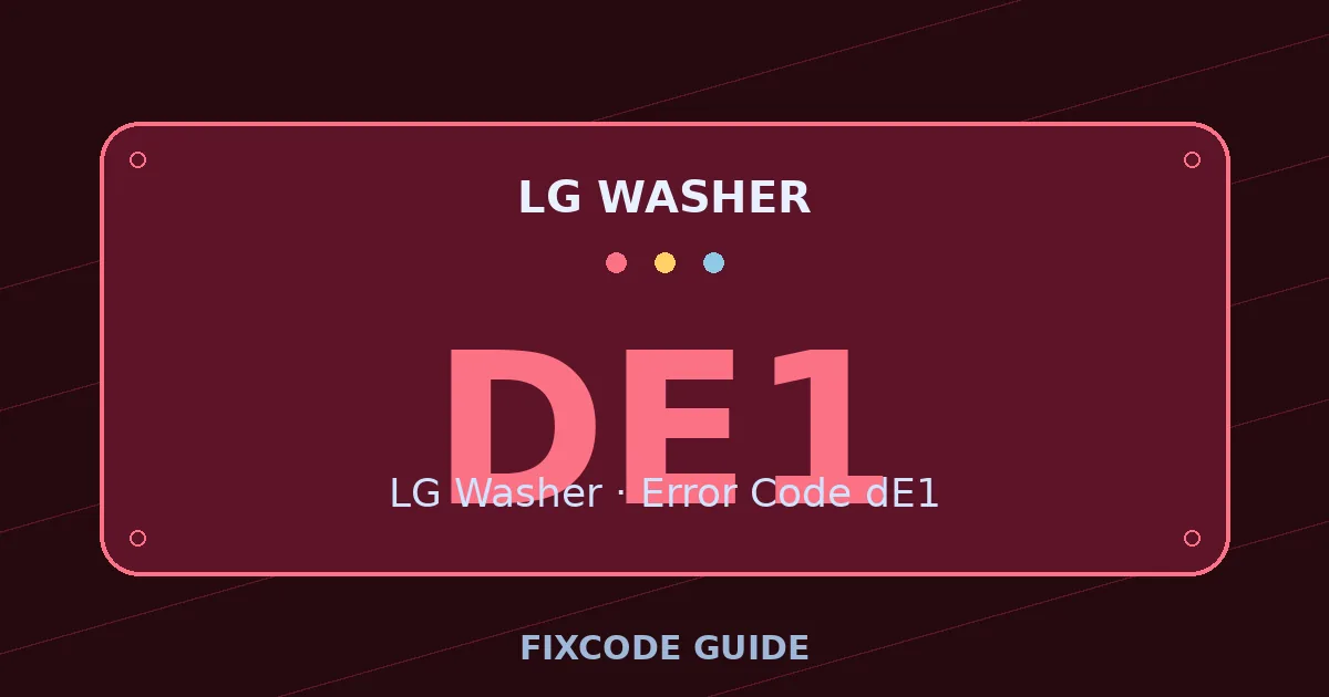 LG Washer display showing dE1 — FixCode Guide error code graphic