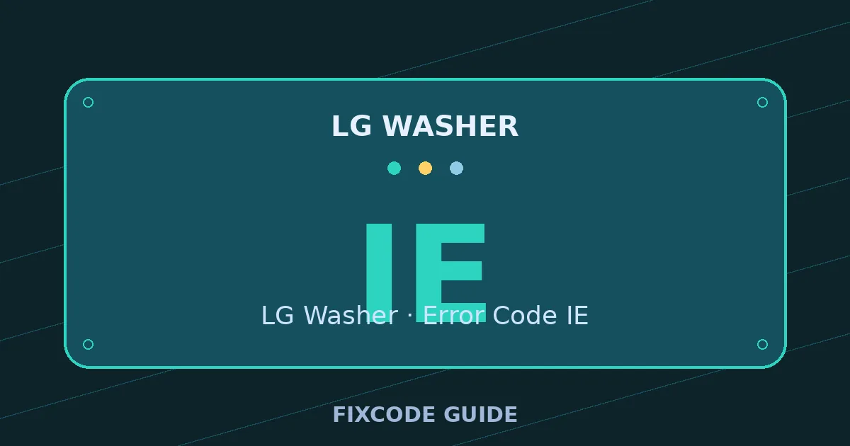 LG Washer display showing IE — FixCode Guide error code graphic