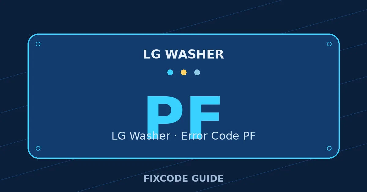 LG Washer display showing PF — FixCode Guide error code graphic