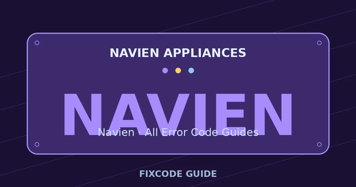 Navien appliances display showing NAVIEN — FixCode Guide error code graphic