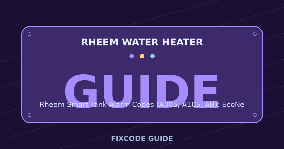 Rheem Water Heater display showing GUIDE — FixCode Guide error code graphic