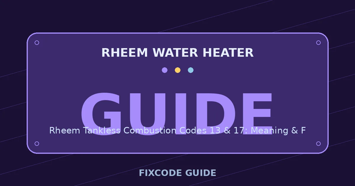Rheem Water Heater display showing GUIDE — FixCode Guide error code graphic