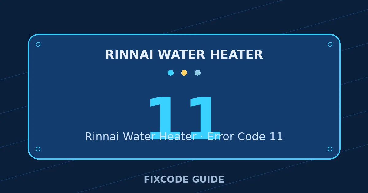 Rinnai Water Heater display showing 11 — FixCode Guide error code graphic