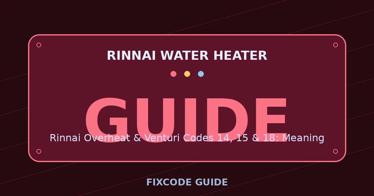 Rinnai Water Heater display showing GUIDE — FixCode Guide error code graphic