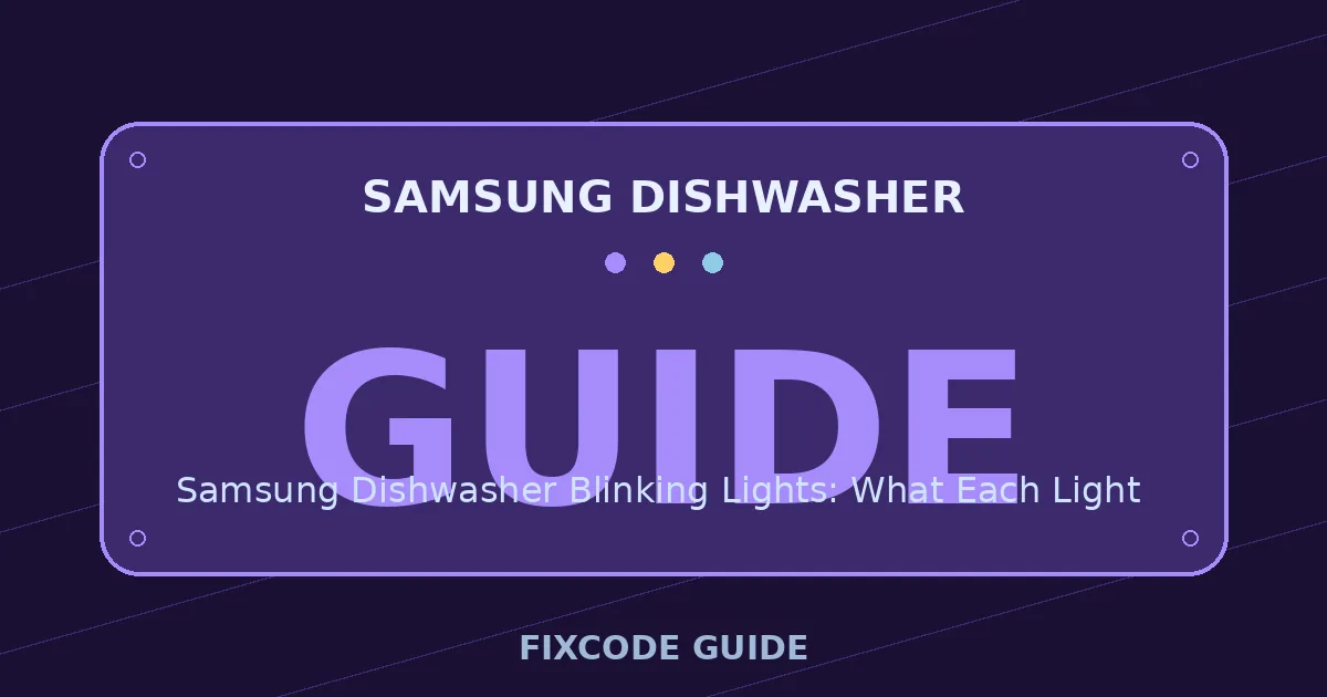 Samsung Dishwasher display showing GUIDE — FixCode Guide error code graphic