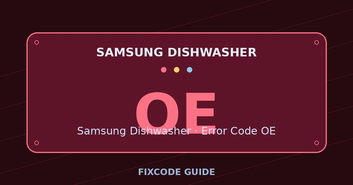 Samsung Dishwasher display showing OE — FixCode Guide error code graphic