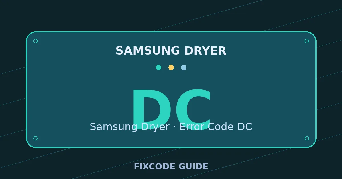 Samsung Dryer display showing DC — FixCode Guide error code graphic