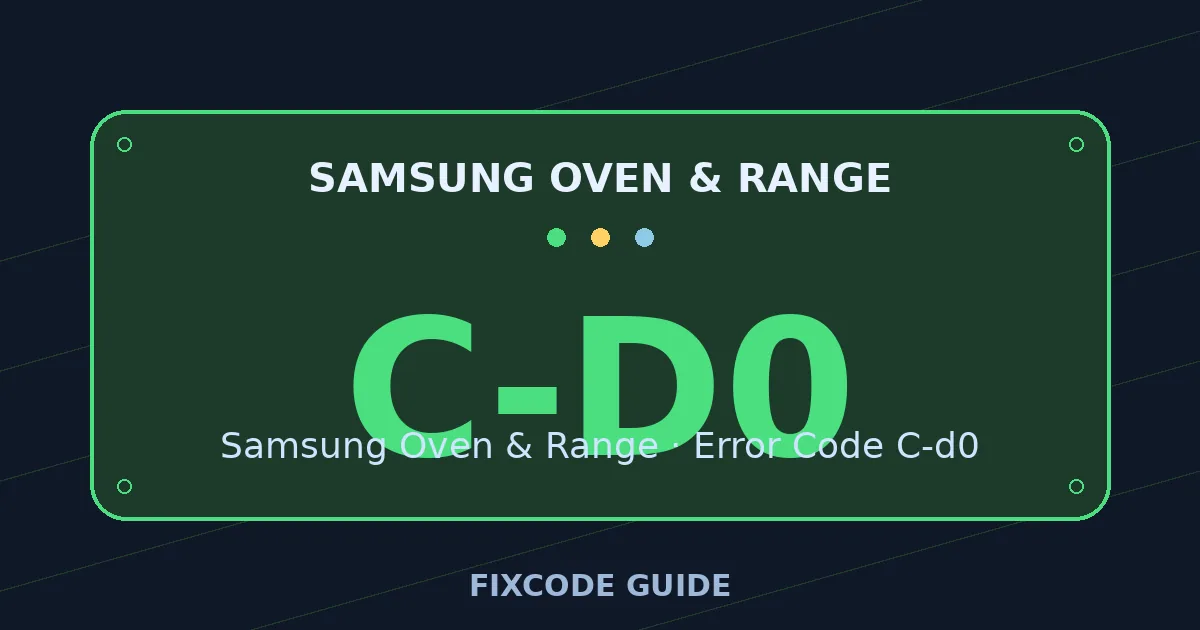 Samsung Oven & Range display showing C-d0 — FixCode Guide error code graphic
