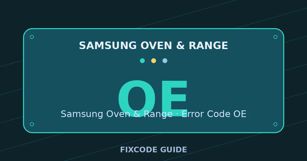 Samsung Oven & Range display showing OE — FixCode Guide error code graphic