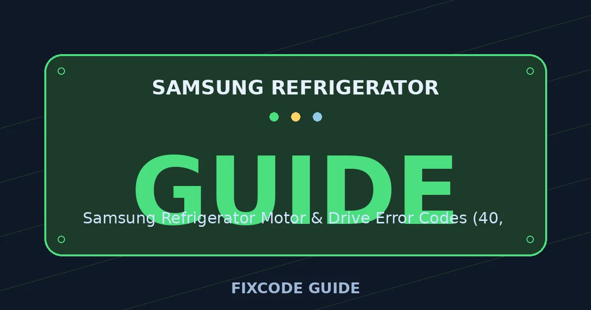 Samsung Refrigerator display showing GUIDE — FixCode Guide error code graphic