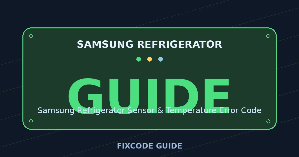 Samsung Refrigerator display showing GUIDE — FixCode Guide error code graphic