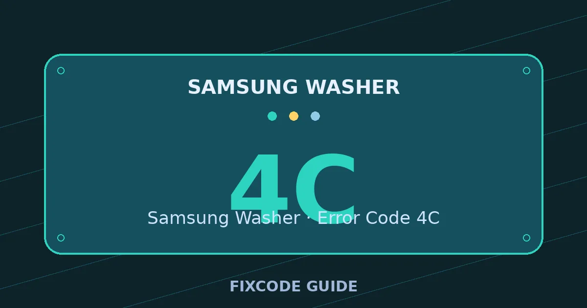 Samsung Washer display showing 4C — FixCode Guide error code graphic