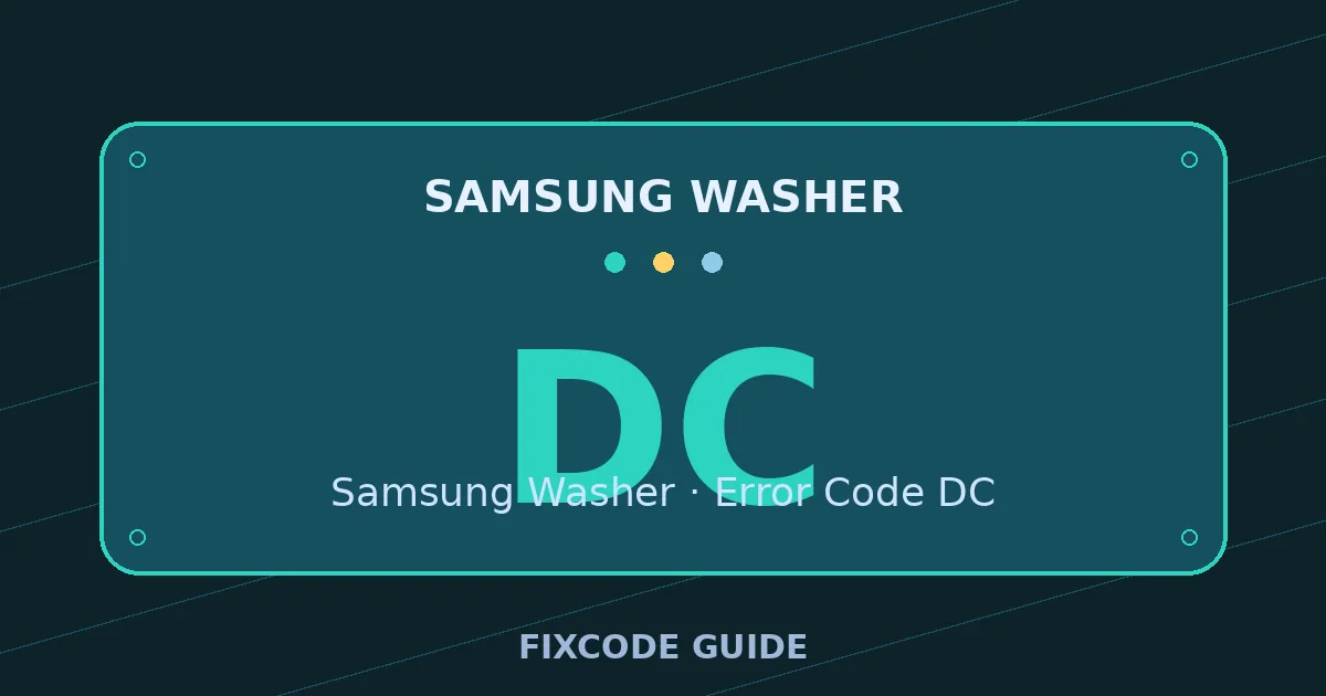 Samsung Washer display showing DC — FixCode Guide error code graphic