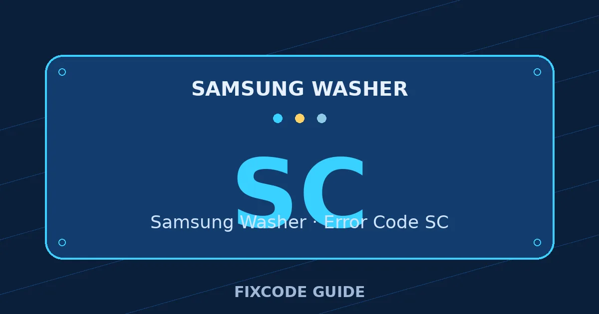 Samsung Washer display showing SC — FixCode Guide error code graphic