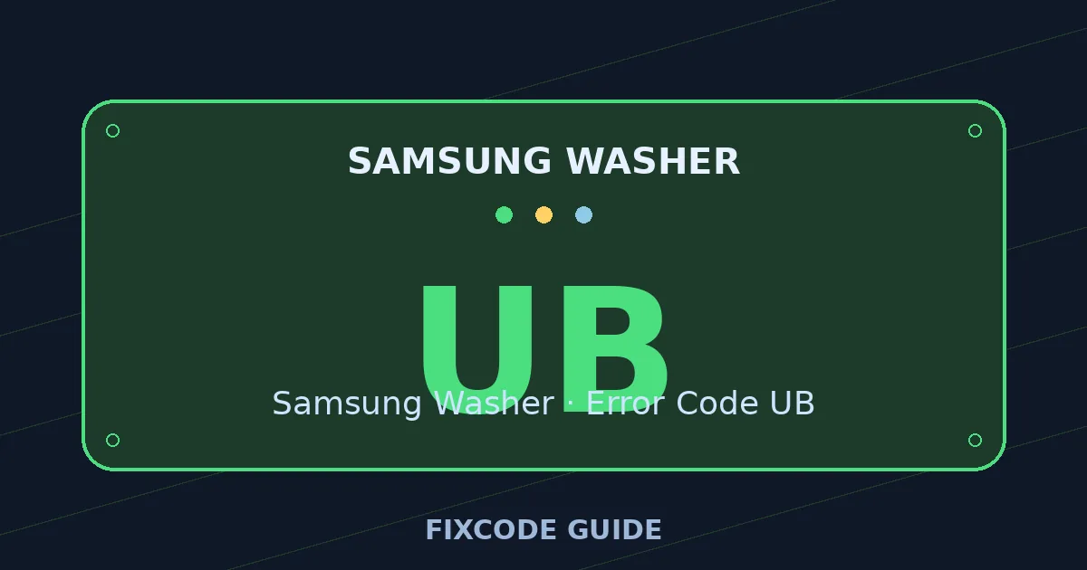 Samsung Washer display showing UB — FixCode Guide error code graphic