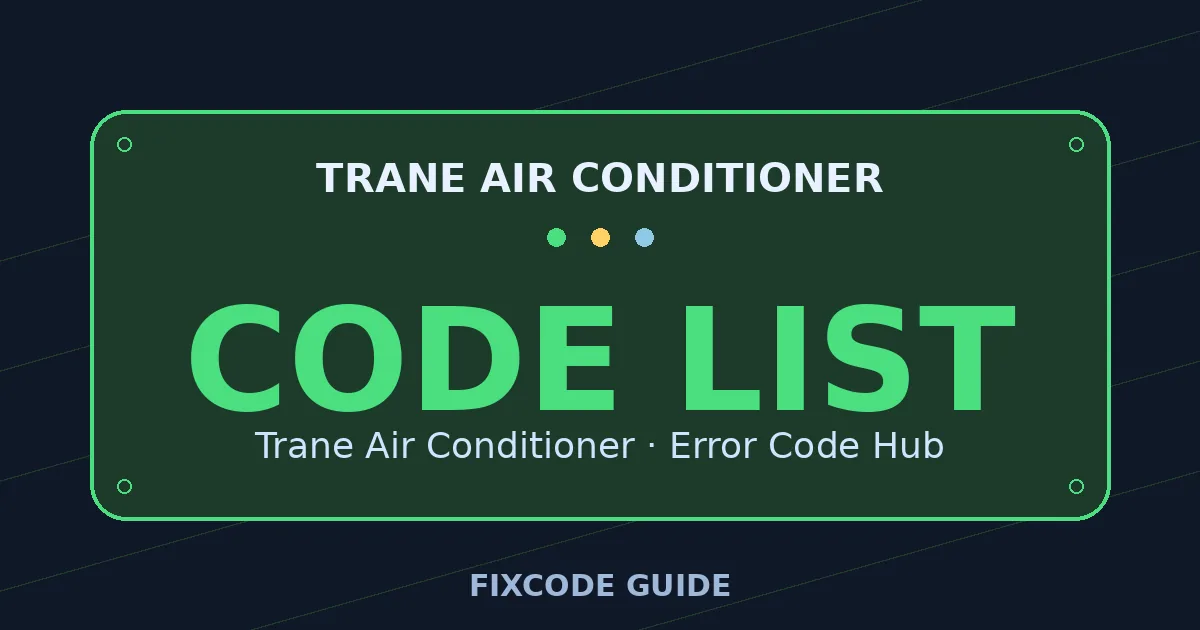 Trane Air Conditioner display showing CODE LIST — FixCode Guide error code graphic