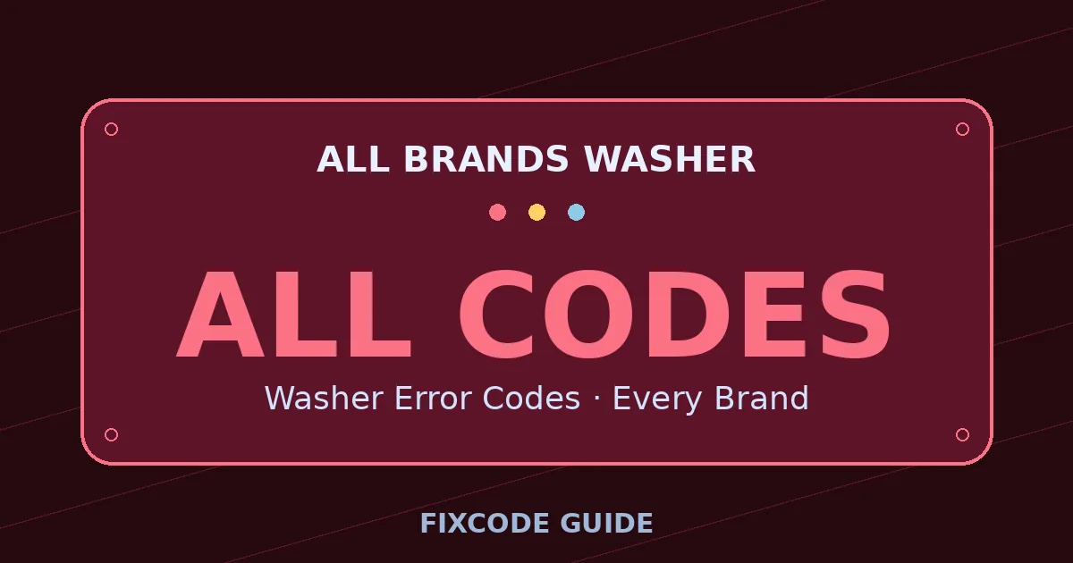 All brands Washer display showing ALL CODES — FixCode Guide error code graphic