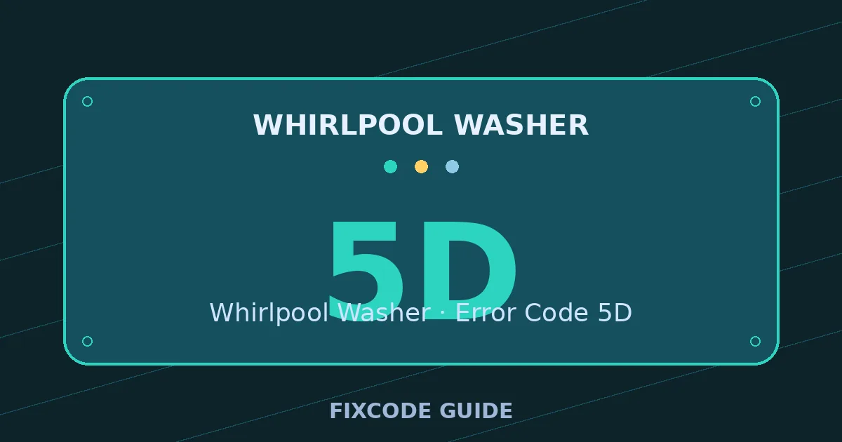 Whirlpool Washer display showing 5D — FixCode Guide error code graphic