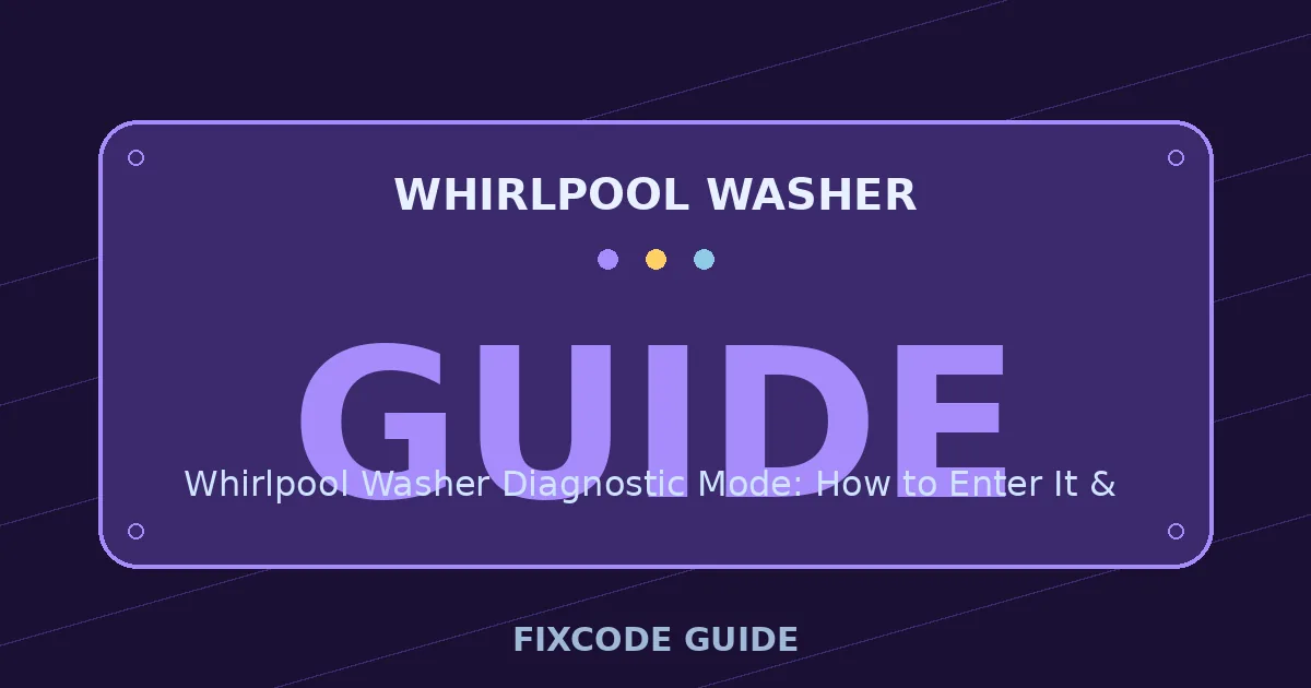 Whirlpool Washer display showing GUIDE — FixCode Guide error code graphic