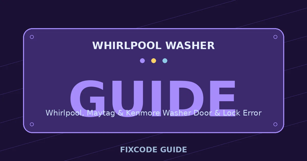 Whirlpool Washer display showing GUIDE — FixCode Guide error code graphic