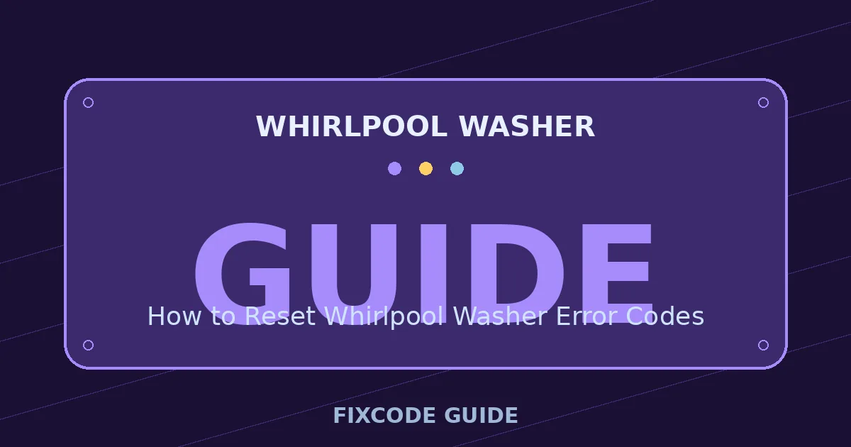Whirlpool Washer display showing GUIDE — FixCode Guide error code graphic
